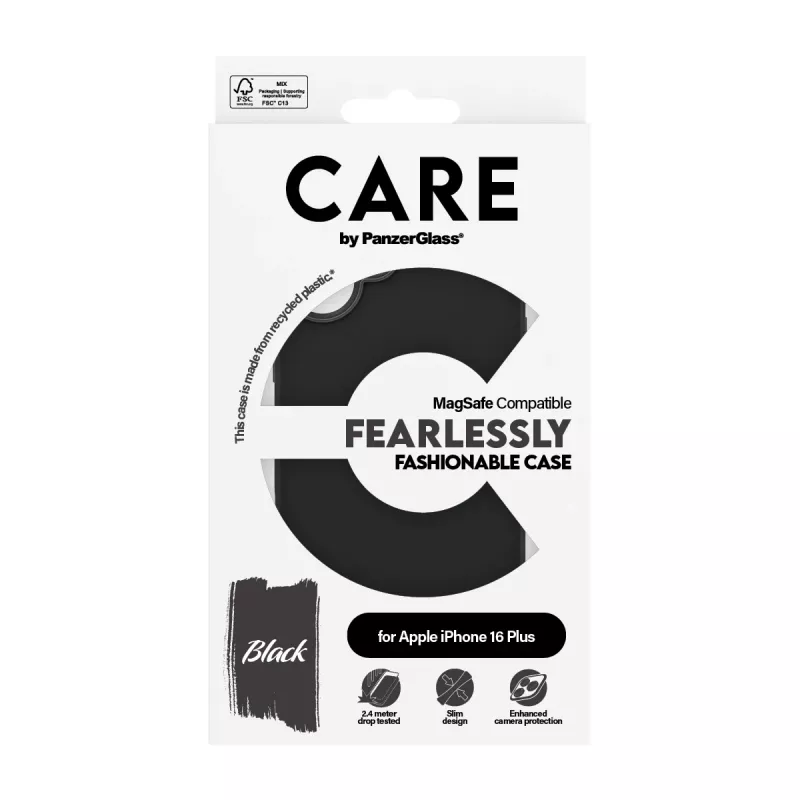 PanzerGlass CARE™ by ® suojakotelo musta MagSafe-tuella iPhone 16 Plus, suojakotelo, Apple, Apple - iPhone 16 Plus, musta