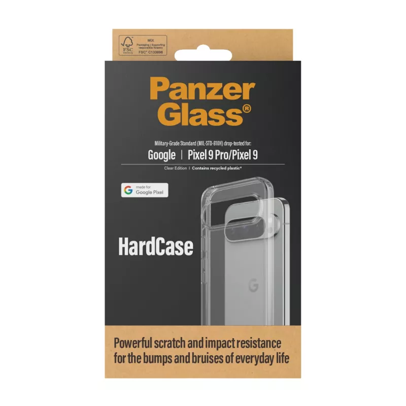 PanzerGlass HardCase 1267 suojakuori Google Pixel 9 / 9 Pro -puhelimille, läpinäkyvä