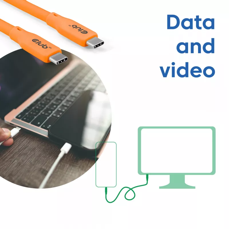 CLUB3D kaapeli / sovitin USB-kaapeli USB4 Gen 2x2 2 m USB-C oranssi