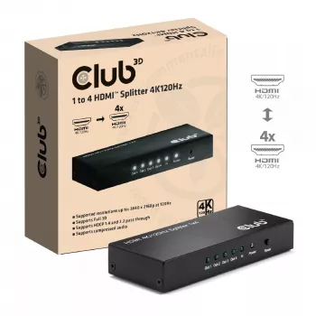 CLUB3D 1–4 HDMI™ -jakaja 4K120Hz