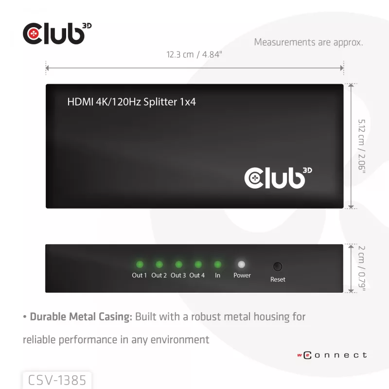 CLUB3D 1–4 HDMI™ -jakaja 4K120Hz