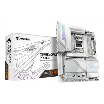 Emolevy GIGABYTE X870E AORUS PRO ICE — AMD X870E, kanta AM5, ATX, DDR5, 4×DIMM, Wi‑Fi 7, 2.5Gb LAN