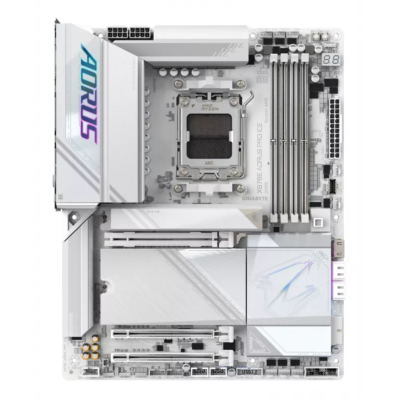 Emolevy GIGABYTE X870E AORUS PRO ICE — AMD X870E, kanta AM5, ATX, DDR5, 4×DIMM, Wi‑Fi 7, 2.5Gb LAN