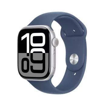 APPLE Watch Series 10 GPS + Cellular 46 mm hopea alumiinikotelo Denim Sport -rannekkeella - M/L
