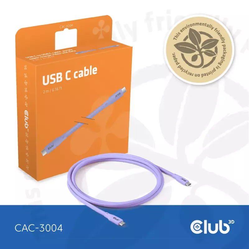 USB-C-kaapeli CLUB3D CAC-3004 2m violetti