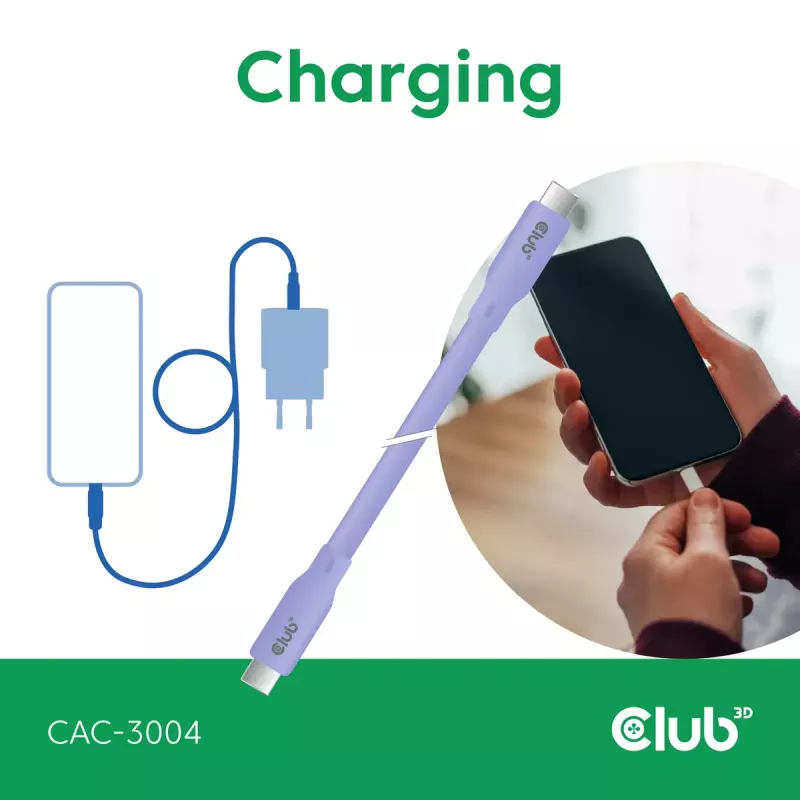 USB-C-kaapeli CLUB3D CAC-3004 2m violetti