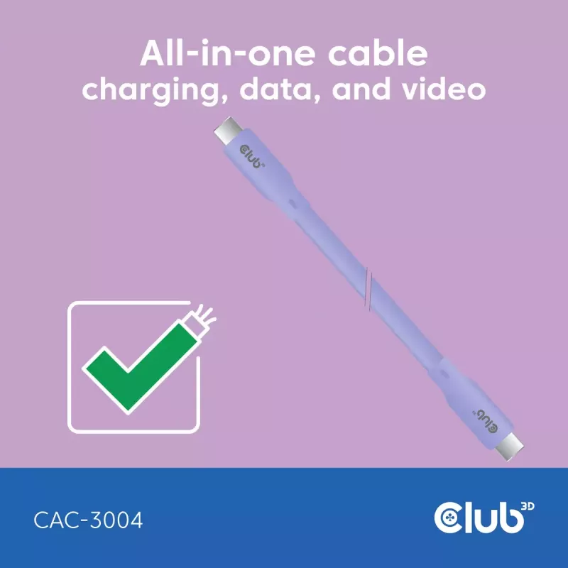 USB-C-kaapeli CLUB3D CAC-3004 2m violetti