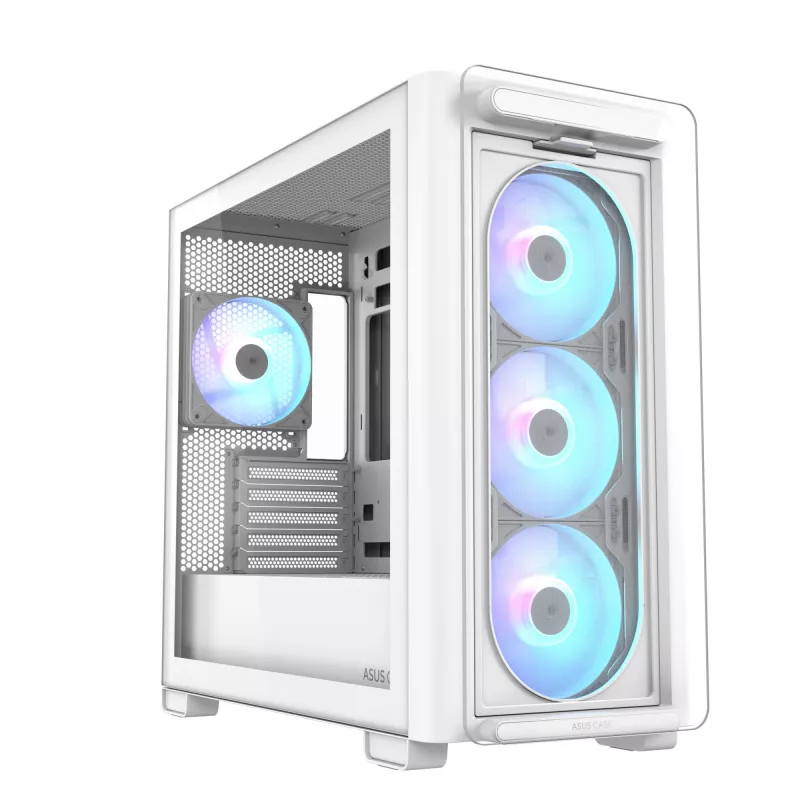 ASUS A23 PLUS TG ARGB WHITE, PC, valkoinen, micro ATX, Mini-ITX, Multi, 16,5 cm, 38 cm