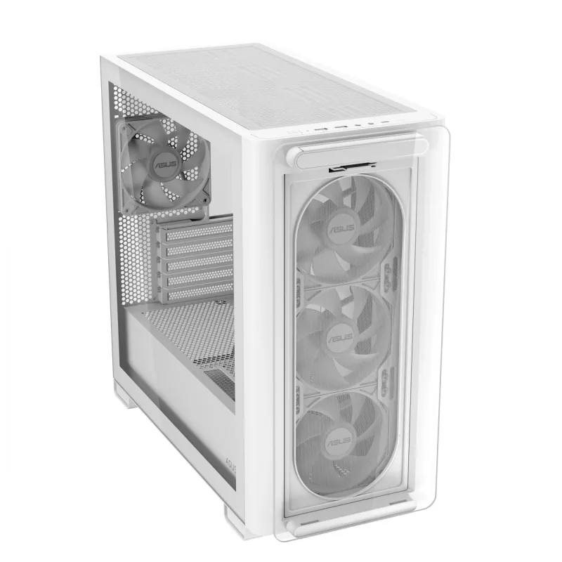 ASUS A23 PLUS TG ARGB WHITE, PC, valkoinen, micro ATX, Mini-ITX, Multi, 16,5 cm, 38 cm