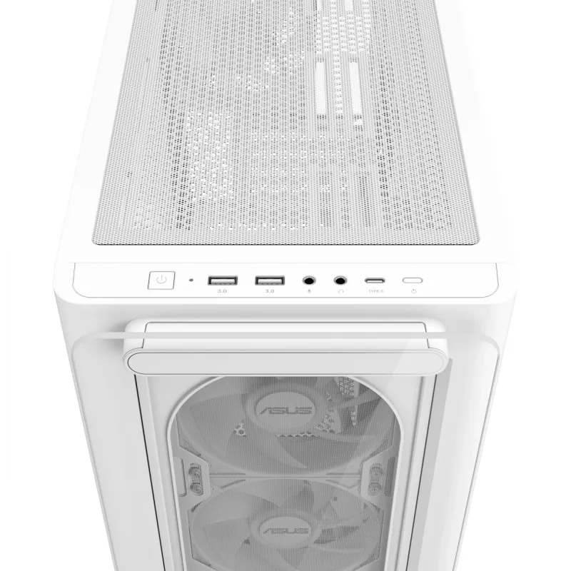ASUS A23 PLUS TG ARGB WHITE, PC, valkoinen, micro ATX, Mini-ITX, Multi, 16,5 cm, 38 cm
