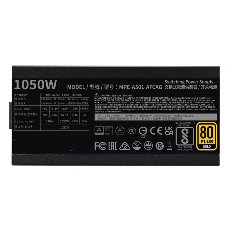 COOLER MASTER virtalähde MWE 1050 V2 Gold Full Modular 1050W ATX musta