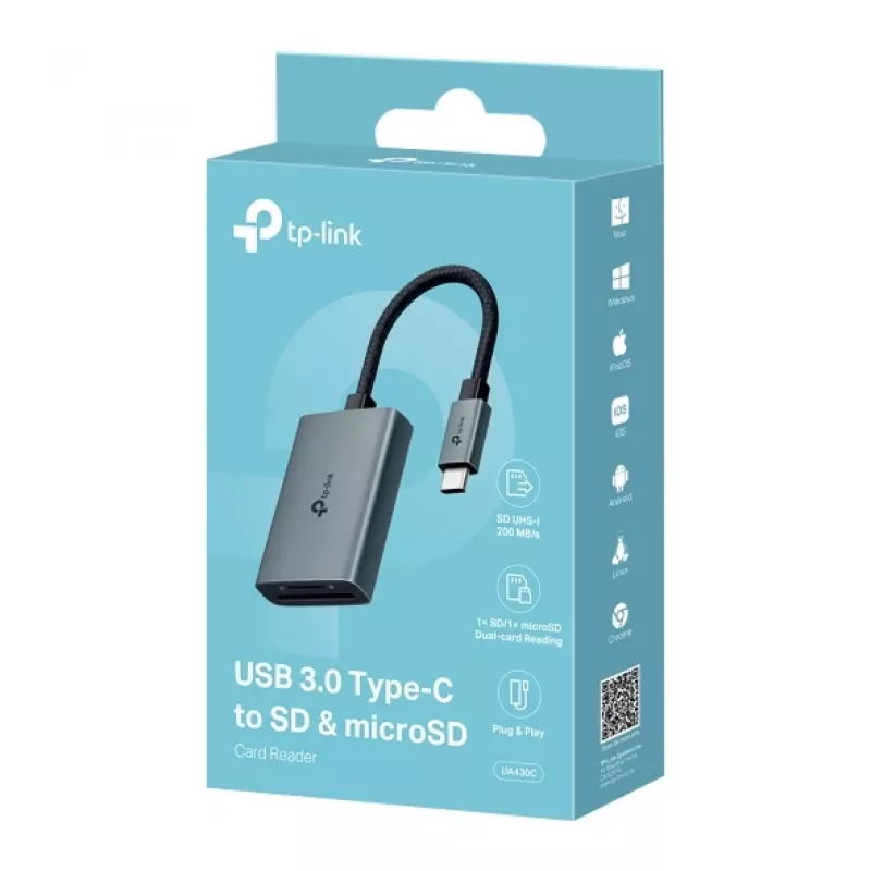 TP-Link UA430C kortinlukija USB 3.2 Gen 1 (3.1 Gen 1) Type-C harmaa