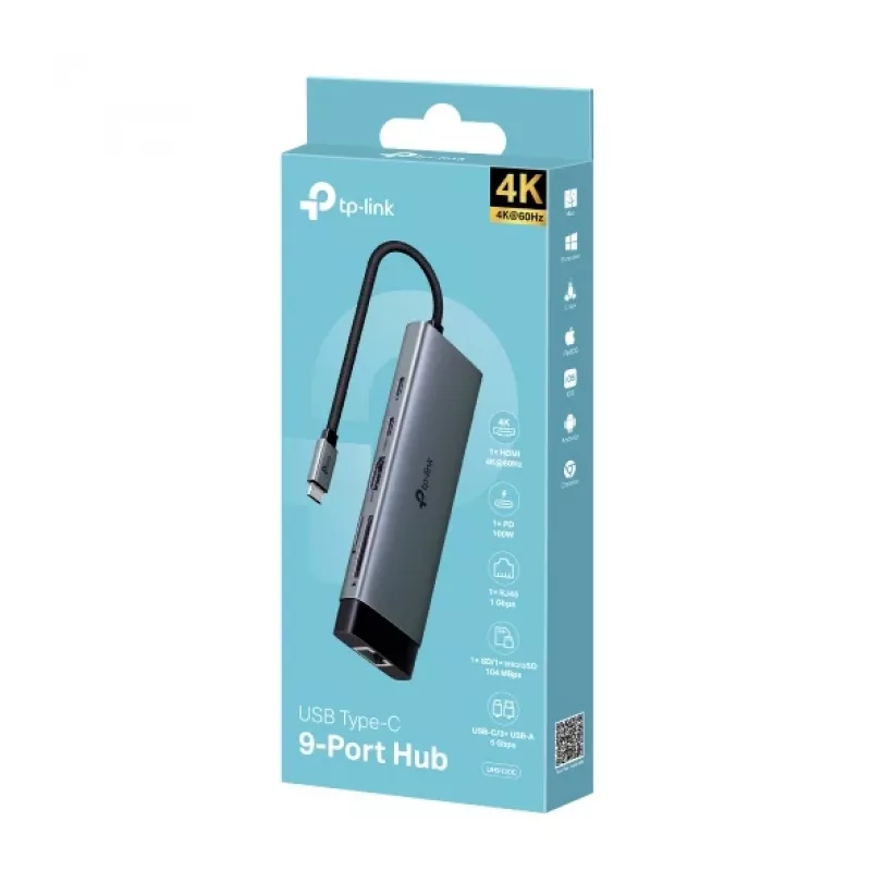 TP-Link UH9120C USB-keskitin USB 3.2 Gen 1 (3.1 Gen 1) Type-C 5000 Mbit/s