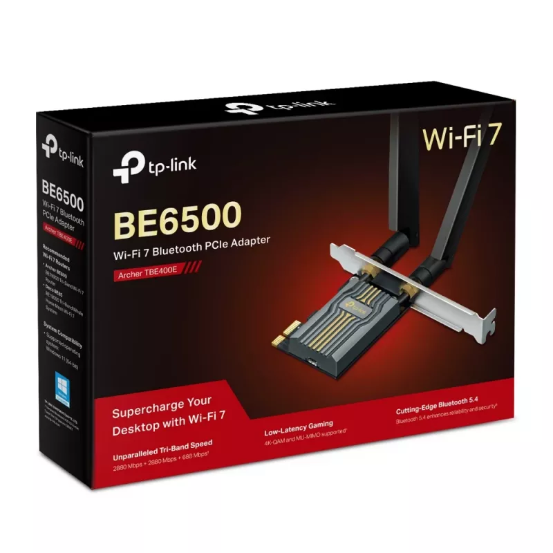 TP-Link BE6500 sisäinen WLAN/Bluetooth 2880 Mbit/s Tri-band Wi-Fi 7