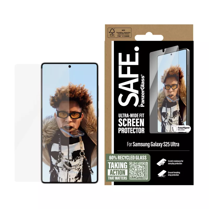 PanzerGlass SAFE. by ® näytönsuoja Samsung Galaxy S25 Ultra | Ultra-Wide Fit EasyAligner-telineellä