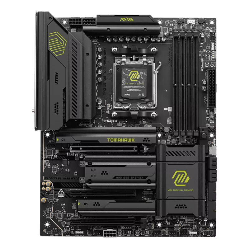 Emolevy MSI MAG X870E TOMAHAWK WIFI — AMD X870E, kanta AM5, ATX, 4x DDR5 DIMM, 4x M.2, Wi‑Fi, 5Gb Ethernet