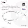 Club3D CAC-1572 USB 80 Gbps -sertifioitu kaapeli, USB-C – USB-C, 240 W PD, 8K240Hz, 1,2 m, valkoinen