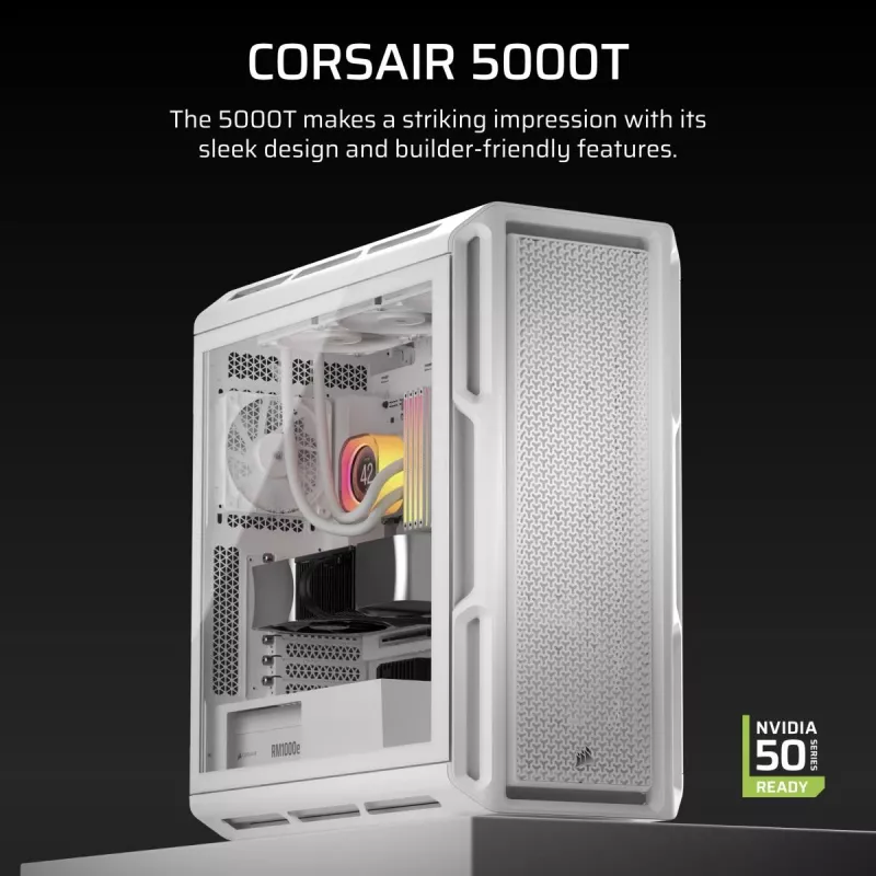 CORSAIR PC-kotelo - 5000T Mid-Tower High-Performance - valkoinen