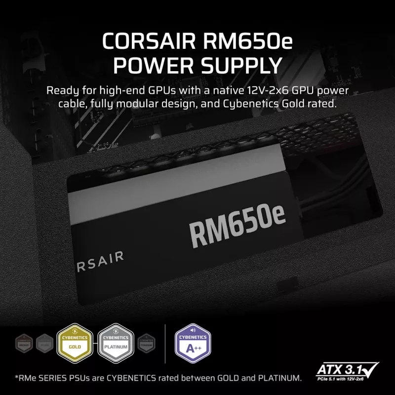 CORSAIR virtalähde - RMe-sarja RM650e täysmodulaarinen, hiljainen ATX 650W