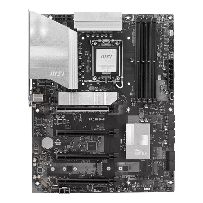 Emolevy MSI PRO B860-P — Intel B860, LGA 1851, ATX, DDR5, 4 DIMM, 3×M.2, 5Gb LAN, HDMI 2.1