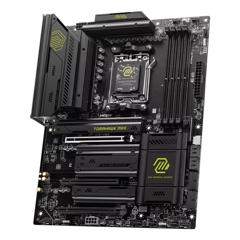 Emolevy MSI MAG B850 TOMAHAWK MAX WIFI — AMD B850, kanta AM5, ATX, DDR5, 4×M.2, Wi-Fi 7, 5Gb LAN, 7.1 ääni
