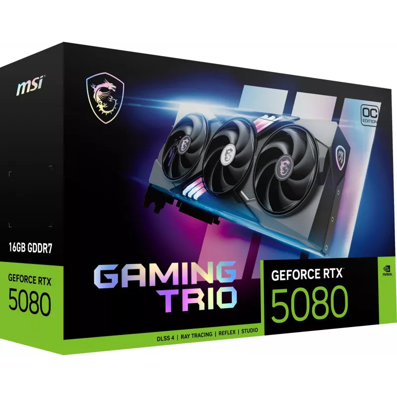 MSI GAMING GEFORCE RTX 5080 16G TRIO OC näytönohjain NVIDIA 16 GB GDDR7