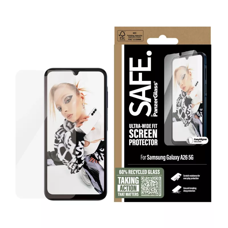 PanzerGlass SAFE. by ® näytönsuojakalvo Samsung Galaxy A26 5G | Ultra-Wide Fit EasyAlignerilla