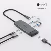 TP-Link UH5020C USB-C-hubi, 5 porttia, HDMI 4K@60Hz, 100 W Power Delivery, 1x USB-C, 2x USB-A, 5 Gbps, alumiini, harmaa
