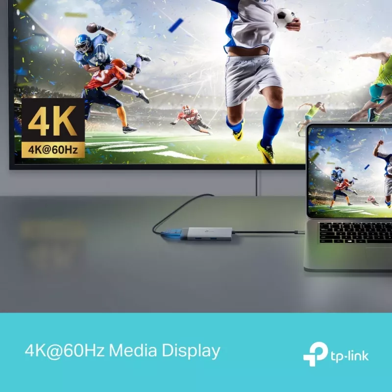 TP-Link UH5020C USB-C-hubi, 5 porttia, HDMI 4K@60Hz, 100 W Power Delivery, 1x USB-C, 2x USB-A, 5 Gbps, alumiini, harmaa