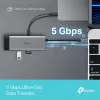 TP-Link UH5020C USB-C-hubi, 5 porttia, HDMI 4K@60Hz, 100 W Power Delivery, 1x USB-C, 2x USB-A, 5 Gbps, alumiini, harmaa