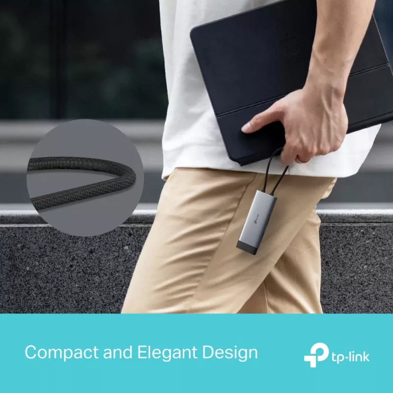 TP-Link UH5020C USB-C-hubi, 5 porttia, HDMI 4K@60Hz, 100 W Power Delivery, 1x USB-C, 2x USB-A, 5 Gbps, alumiini, harmaa