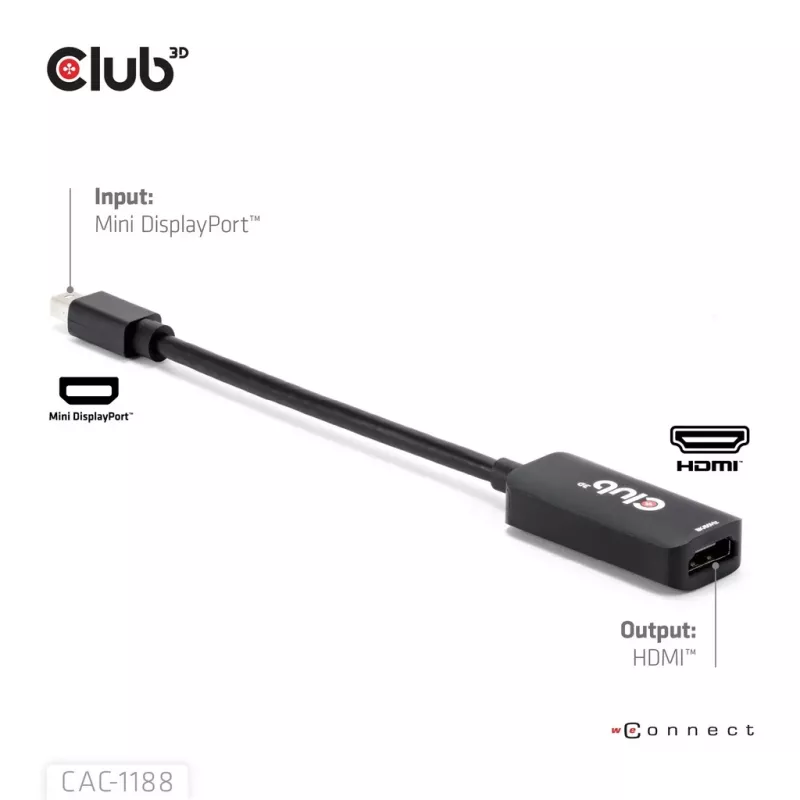Adapteri club 3d Mini DisplayPort 1.4 HDMI 8K60Hz M/F, Mini DisplayPort uros