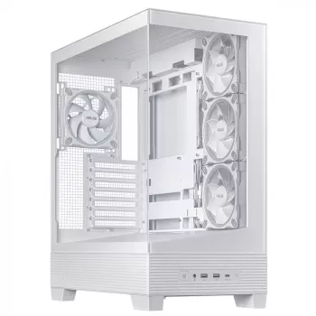 PC-kotelo ASUS A31 Plus TG ARGB WHITE Midi Tower — ATX, karkaistu lasi, ARGB, 3x120mm + 1x120mm tuuletin, 38 cm GPU, 165 mm CPU-jäähdytin