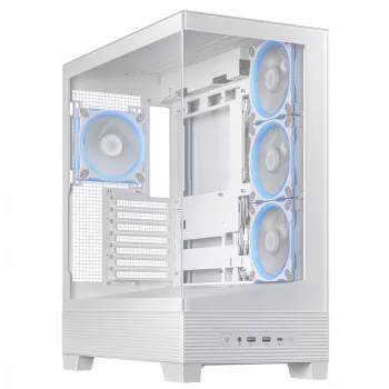 PC-kotelo ASUS A31 Plus TG ARGB WHITE Midi Tower — ATX, karkaistu lasi, ARGB, 3x120mm + 1x120mm tuuletin, 38 cm GPU, 165 mm CPU-jäähdytin