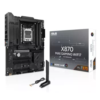 Emolevy ASUS X870 MAX GAMING WIFI7 ATX — AMD X870, Socket AM5, DDR5, 4 DIMM, 256 GB, Wi‑Fi 7, Bluetooth 5.4, 3 M.2, 2x USB4 Gen3x2