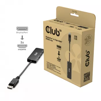 CLUB3D DisplayPort™ - Triple HDMI™ 8K60Hz -keskitin, DisplayPort, HDMI, 2.1b/1.4a, 13,5 Mbit/s, 120 Hz, 3840 x 2160, 7680 x 4320