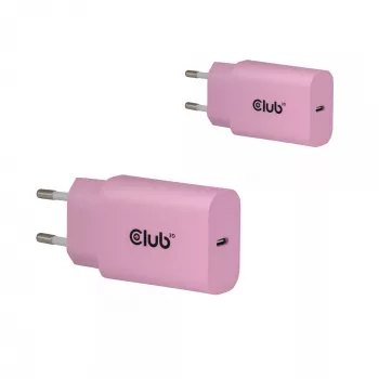 CLUB3D 2 kpl:n pakkaus USB C -laturi 30 wattia valkoinen, sisäkäyttöön, AC, pinkki
