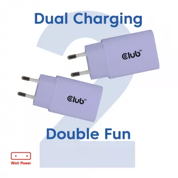 Virtalähde club 3d USB-C-laturi 30W 2 kpl:n pakkaus kompakti puhelimille ja tableteille