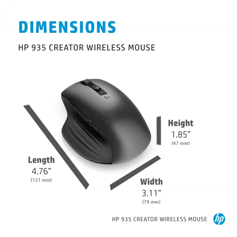 HP 930 Creator langaton hiiri, oikeakätinen, Bluetooth, 3000 DPI, hopea