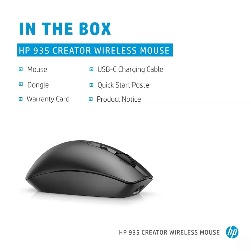 HP 930 Creator langaton hiiri, oikeakätinen, Bluetooth, 3000 DPI, hopea