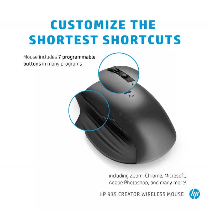 HP 930 Creator langaton hiiri, oikeakätinen, Bluetooth, 3000 DPI, hopea