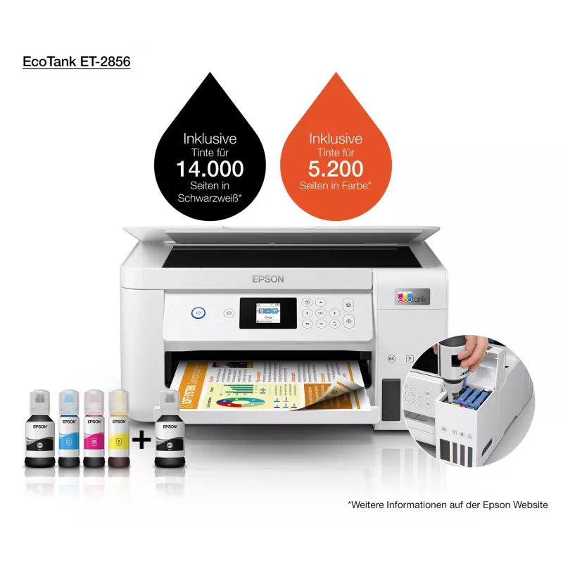 Epson EcoTank ET-2856 mustesuihku A4 5760 x 1440 DPI 33 ppm Wi-Fi