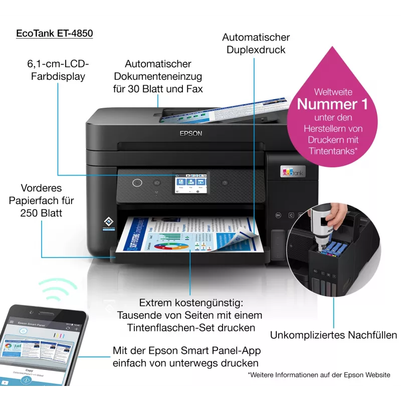Epson EcoTank ET-4850 mustesuihku A4 4800 x 1200 DPI 33 ppm Wi-Fi