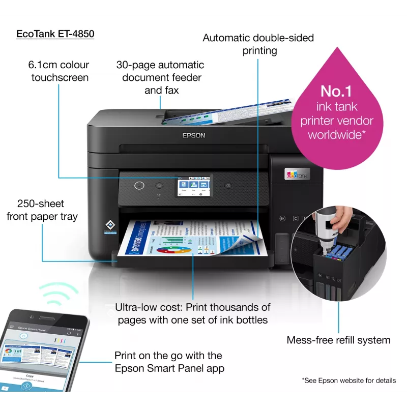 Epson EcoTank ET-4850 mustesuihku A4 4800 x 1200 DPI 33 ppm Wi-Fi