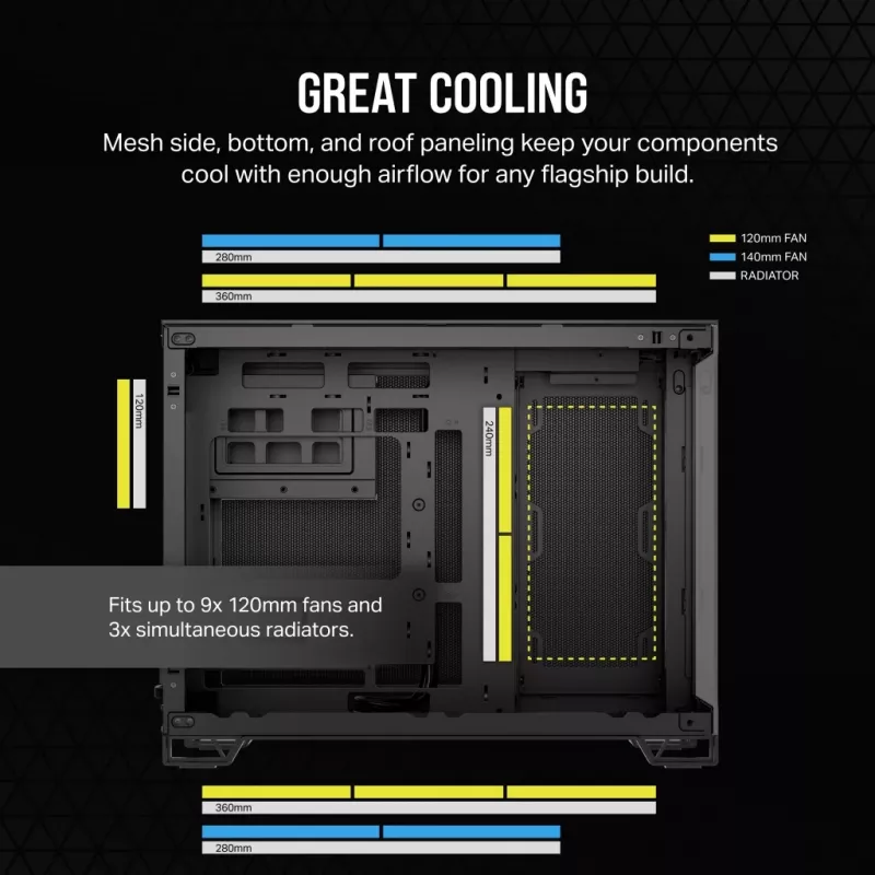 CORSAIR PC-kotelo - Mid-Tower - 2500x Dual Chamber - musta