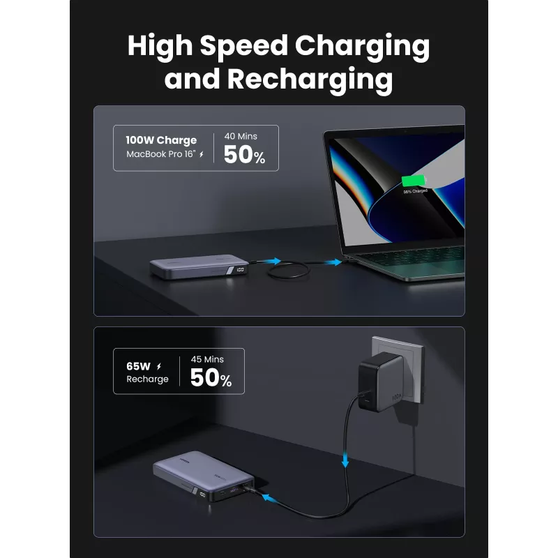 Ugreen 25188 varavirtalähde 20000 mAh harmaa