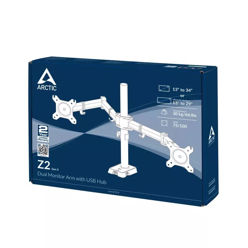 ARCTIC Z2 (Gen 3) - kaksoisnäyttövarsi USB-keskittimellä