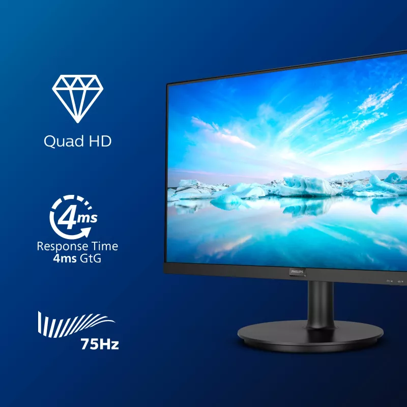 Philips V Line 275V8LA/00 tietokonenäyttö 68,6 cm (27 inch) 2560 x 1440 pikseliä Quad HD LED musta