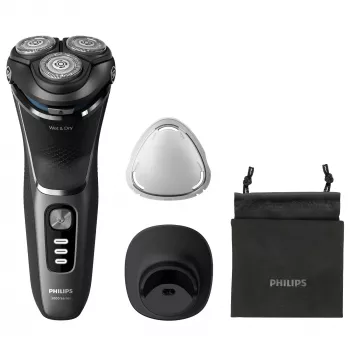 Sähköparranajokone Philips 3000 Series S3343/13 — 3-päinen rotaatiojärjestelmä, märkä ja kuiva, 60 min akku, PowerCut-terät