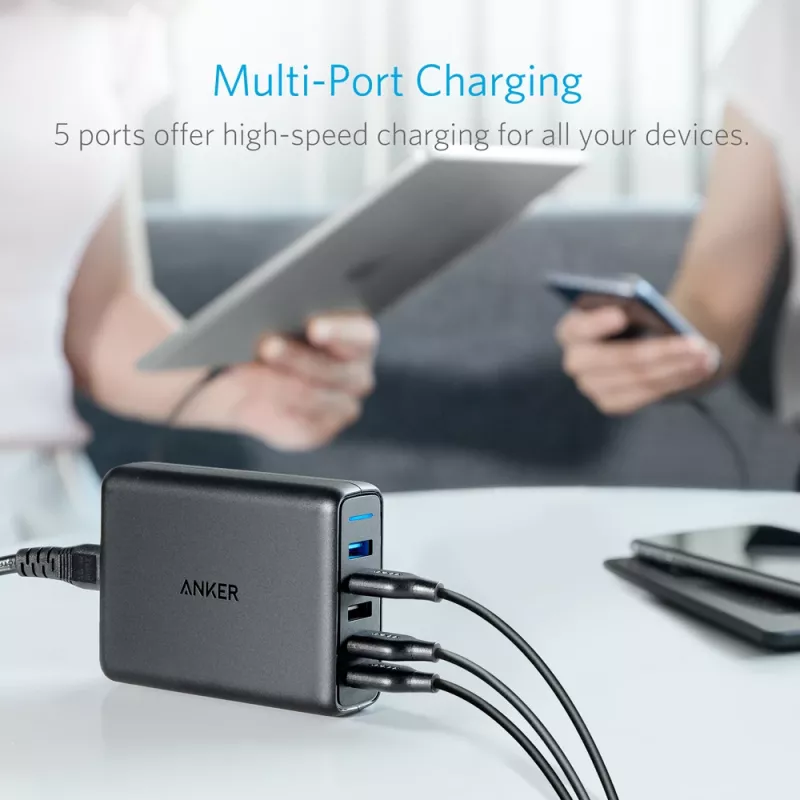 ANKER Powerport Speed 5 2x Quick Charge 3.0 Eu musta